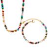 Бохо Ожерелья Браслеты из бусин для женщин Разноцветные бусины из натурального камня Цепочка из нержавеющей стали Ожерелье Браслет Набор украшений