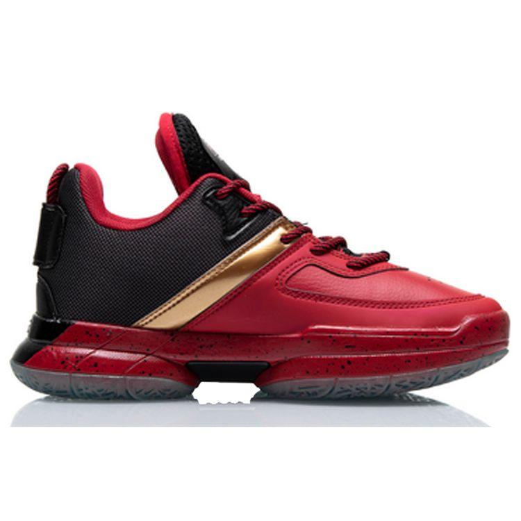 Li Ning Wade Way Salute Basketball Shoes Comfortable Anti-Slip Shock Absorbing Durable Mid-Top Kids Sneaker Red Black YKBQ034-7