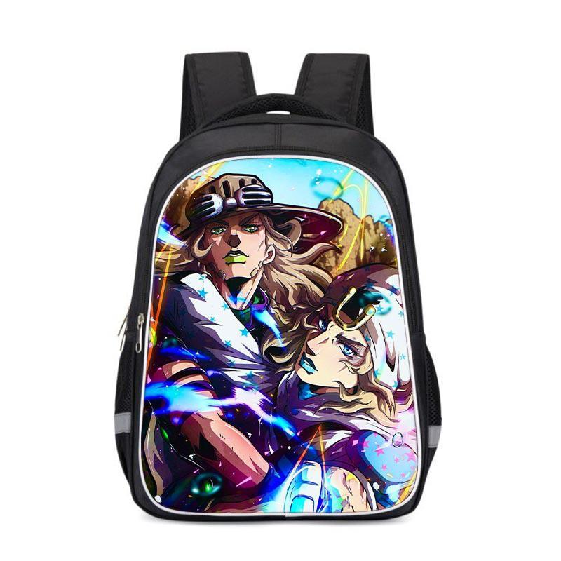 JoJos Bizarre Adventure Kids School Backpack Cartoon Anime Bag Boys Girls 3-4 Grade Lightweight Ergonomic Oxford Fabric