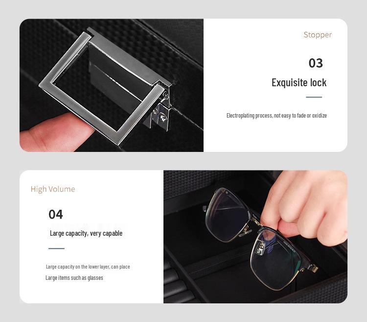 Двухслойная коробка для демонстрации часов и ювелирных изделий из углеродного волокна и ПУ