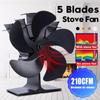 Wood Burner Quiet Energy Saving Efficient Heat Automatic 5 Blades Heat Powered Stove Fan Eco Fireplace Fan NEW Home