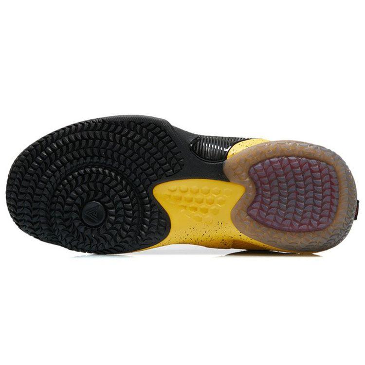 Li Ning Competition Wear Resistant Non Slip Mid Top Basketball Shoes Men Sneakers Yellow Black ABAR083-6