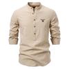 Gant 2025 Spring/Summer Embroidery New Large Stand Up Collar Shirt Men's Solid Color Casual Men's Long Sleeve Shirt