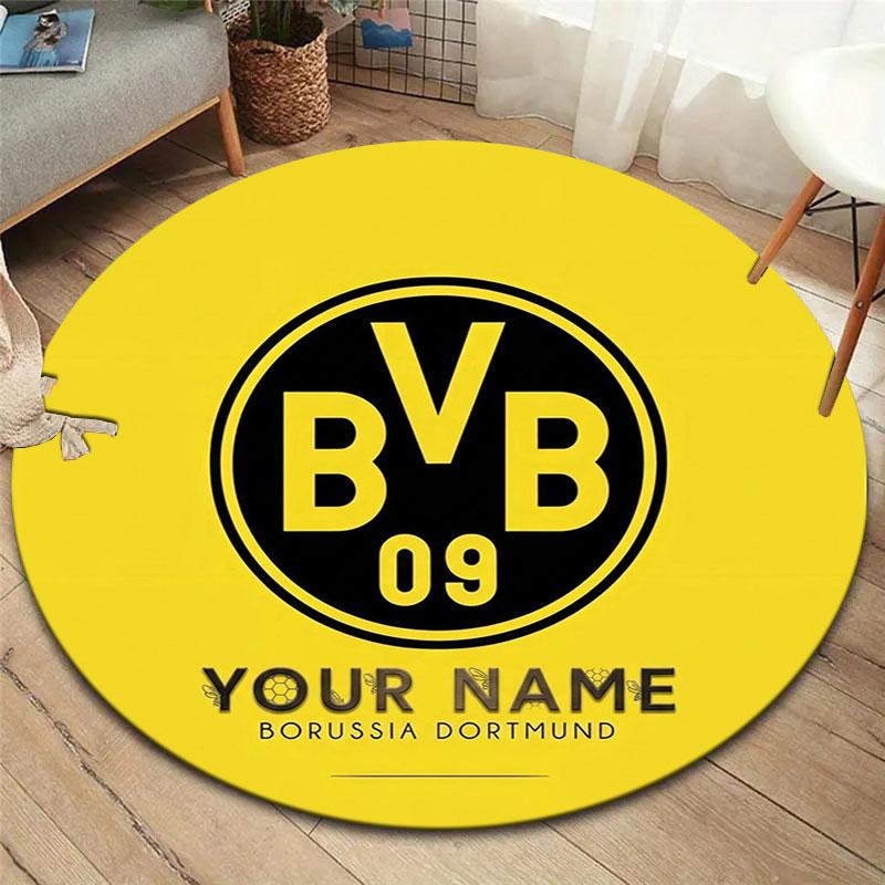 Borussia Custom Name Round Area Rug,Carpet Rug for Living Room Bedroom Sofa Playroom Decor,Non-slip Floor Mat