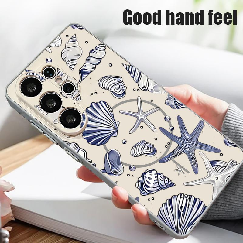 Чехол с рисунком Акула Кит для Samsung Galaxy S26 Ultra S25 Edge S24 Plus S23 FE S22 A17 A54 A55 A56 A57 5G Магнитный для Magsafe Матовый Чехол