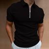 2023 Men's Fashion Casual Short Sleeve Polo Loose POLO Shirt Zipper Stripe Men's Polo Shirt T-shirt
