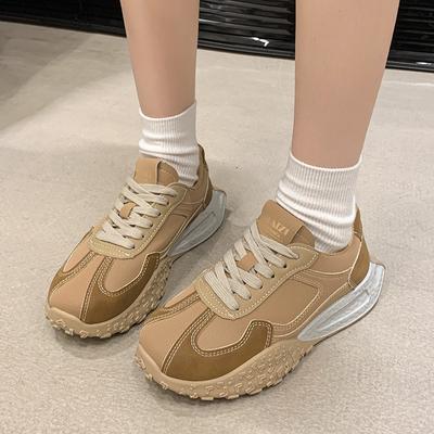 Женская повседневная обувь на шнуровке с плоской подошвой и круглым носком. Женская спортивная обувь для отдыха на открытом воздухе. Удобная спортивная обувь.