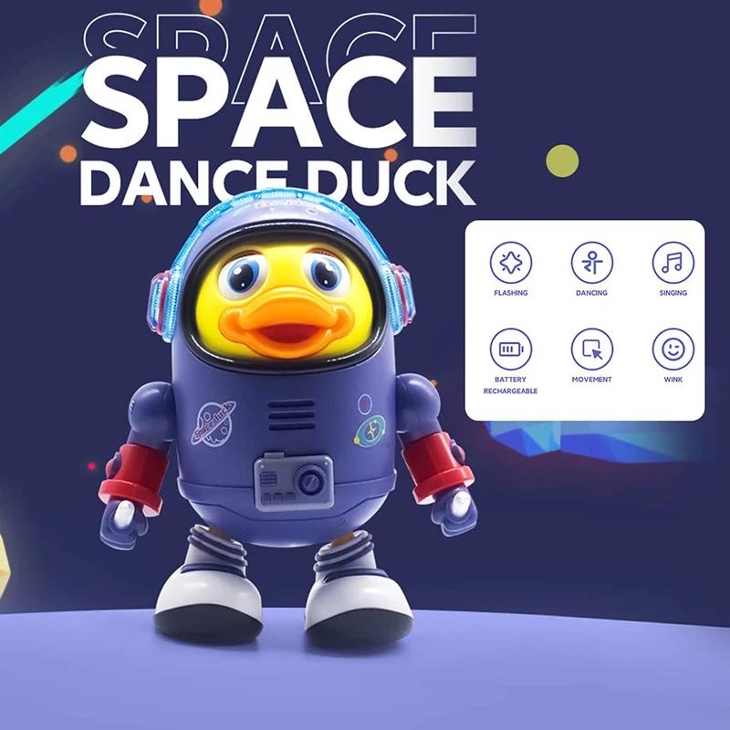 Детская игрушка-уточка, музыкальная интерактивная игрушка, электрическая со светом и звуками, танцующий робот, космические элементы для младенцев, подарки для детей