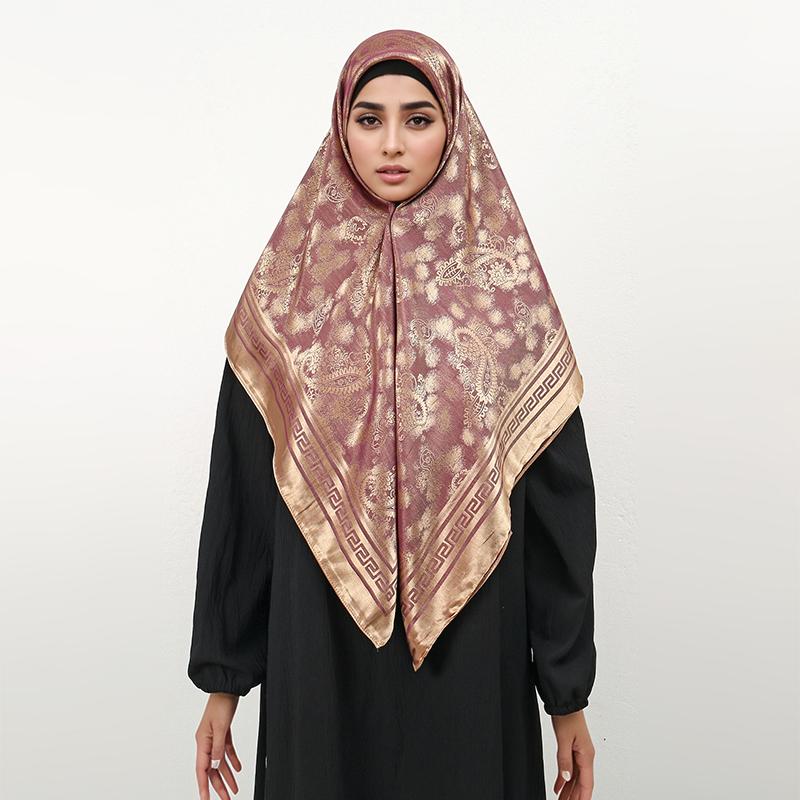 100x100cm Women Silk Square Scarf Hijab Female Design Print Lady Shawl Wraps Foulard Headbands Bufanda Large Bandana Luxury