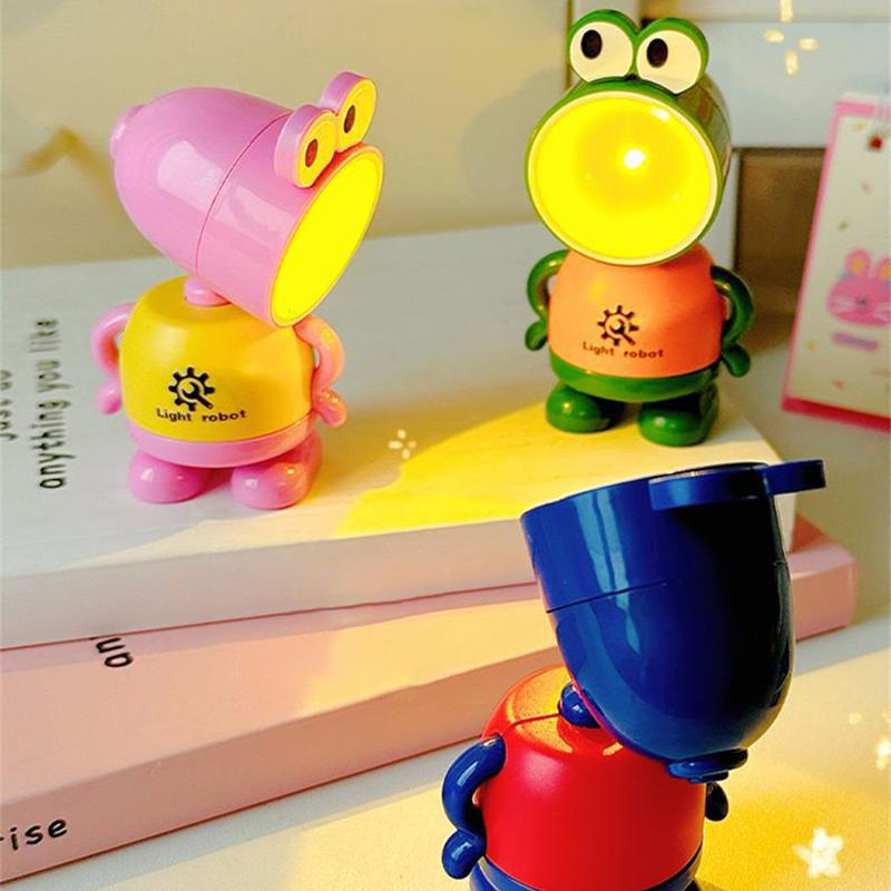 LED Mini Night Light Cute Frog Foldable Desk Lamps Desktop Ornament Book Light Kids Room Bedside Bedroom Decor Holiday Gifts