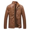New Autumn and Winter Stand-up Collar Leather Jacket Slim Fit Trendy Motorcycle Casual Plus Velvet Warm Jacket