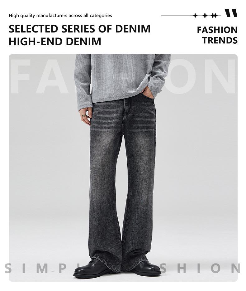 LKTM Унисекс Винтажные Выбеленные Черные Серые Зауженные Джинсы Микроклеш