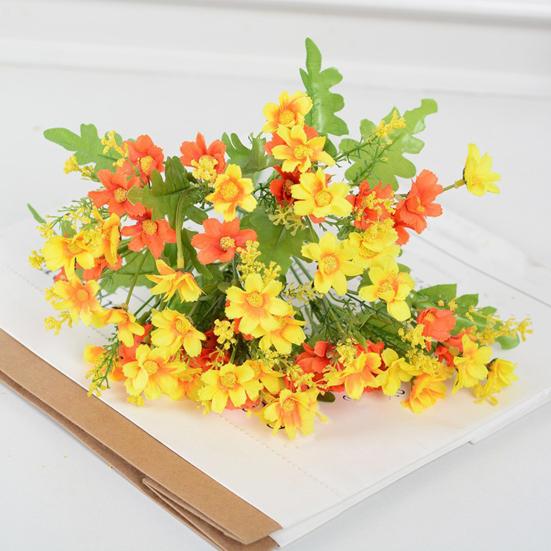 28 Головок Искусственных Цветов для Улицы, УФ-Стойкие, Искусственный Шелк, Полевые Цветы со Стеблем, Поддельный Цветочный Ансамбль для Горшка, Подвесной Кашпо, Веранда, Патио