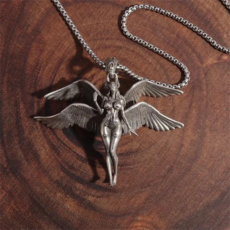 1pc Angel Goddess Shape, Fashion Silver Plating, Sexy Baseball, Girl Pendant Necklace Men and Women Casual Sports Style Trend Hip Hop Punk Jewelry