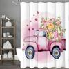 Watercolor Pastel Car Colorful Flower Love Shower Curtain, Bathroom Decorative Shower Curtain, Waterproof Shower Curtain with Ho