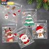 100pcs Christmas Treat Bags - Self-Sealing Disposable Opp Candy & Cookie Pouches With Festive Cartoon Designs For Holiday Gift