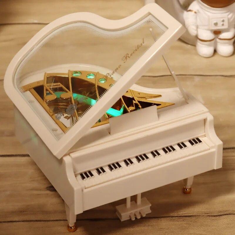Piano Music Box With Light New Year Gift For Girl Friend Christmas Present Home Decoration Without Battery