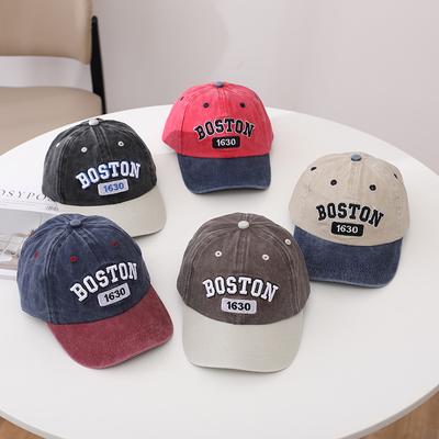 BOSTON Vintage Patchwork Детские бейсболки Весна Осень Мальчик Девочки Путешествия Солнцезащитные Кепки с козырьком Регулируемые детские шапки