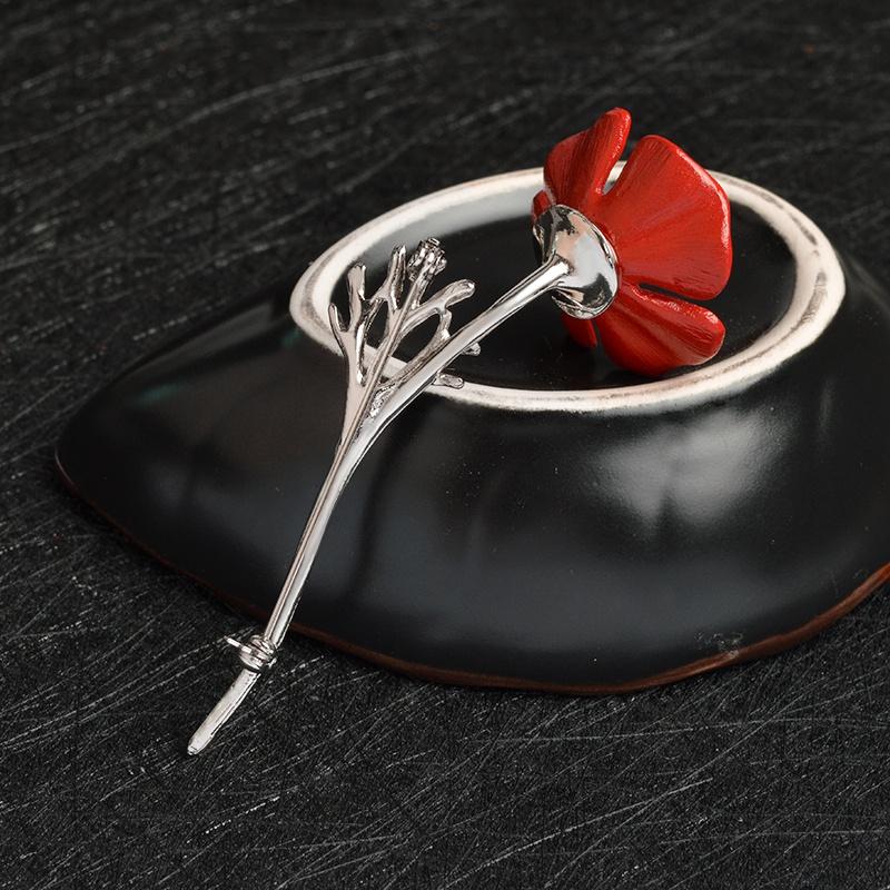 3d Poppy Red Flower Vintage Squid Brooch Pin Collar Corsage Pins Shirt Badge Jewelry Gift For Women
