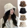 1Pc Fashion Women Winter Warm Plush Bucket Hat Casual Thermal Windproof Fleece Fisherman Cap