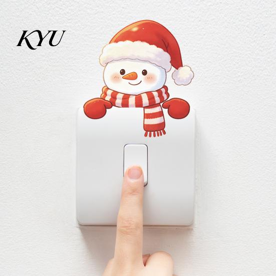 Small Holiday Gift Christmas Snowman Switch Stickers, PVC Waterproof Light Decals for Square Power Switches & Adhesive Plate Socket Panels, Removable