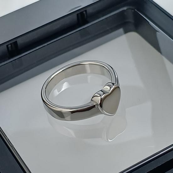 Retro Ring Pure Color Polished Titanium Steel Heart Surface Knuckle Ring Simple Style Multi Sizes Anti-Rust Thumb Ring Lightweight Finger Jewelry