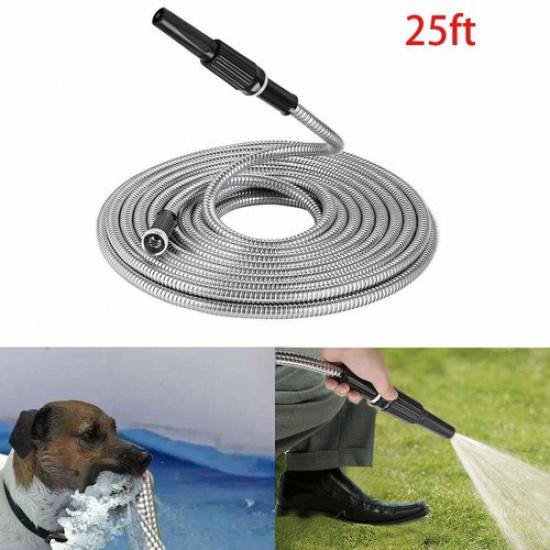 Садовый шланг из нержавеющей стали Водопроводная труба 25/50/75/100 футов Гибкий США