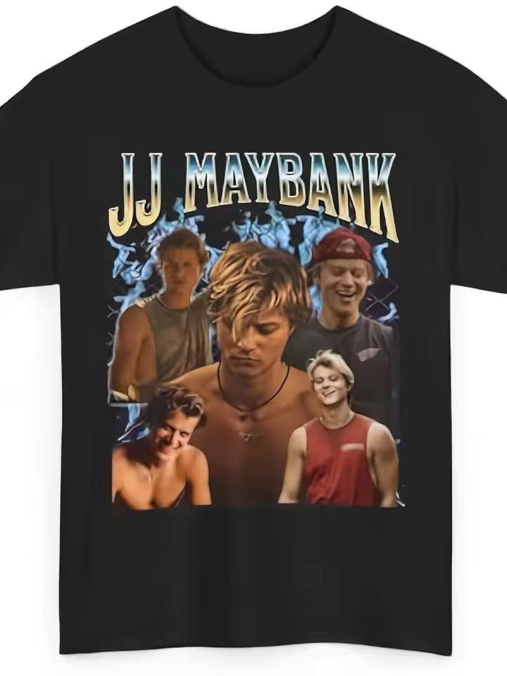Unisex Plus Size Men's Casual Printed JJ Maybank Rudy Pankow T-Shirt Crew Neck Featuring Iconic Actor Portraits Cultural Apparel