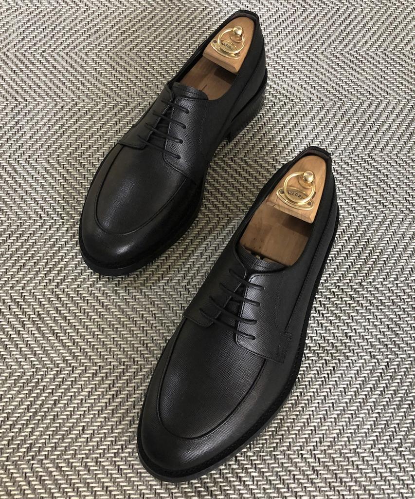 Joenshoe Human U-Tip Oxford Black Saffiano