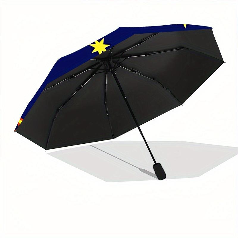 1pc Space-themed decor Automatic Folding Umbrella - 8-Rib Iron Frame, Windproof, Portable Sunshade with Plastic Handle for Travel & Outdoor