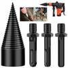 3 Piece Firewood Log Splitter Drill Bit Removable Cones Kindling Wood Splitting Logs Drill Bits Heavy Duty Electric Drills Hex+Square+Round