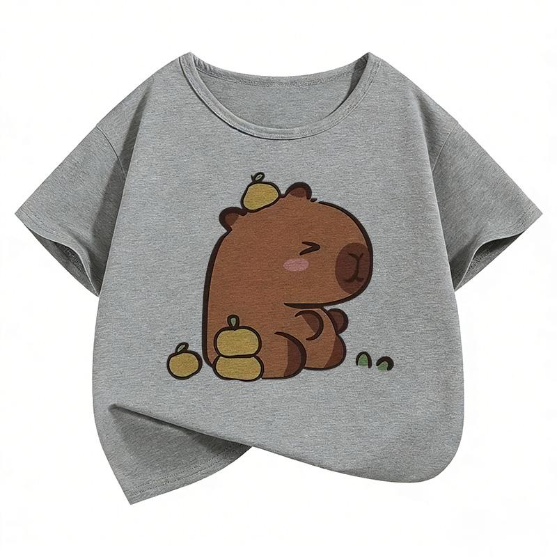 Cute capybara Graphic Kids Tshirts Summer Short Sleeve Tees Cartoon Animal Boys Girls Clothes Kawaii Tops Y2K Children Tshirt