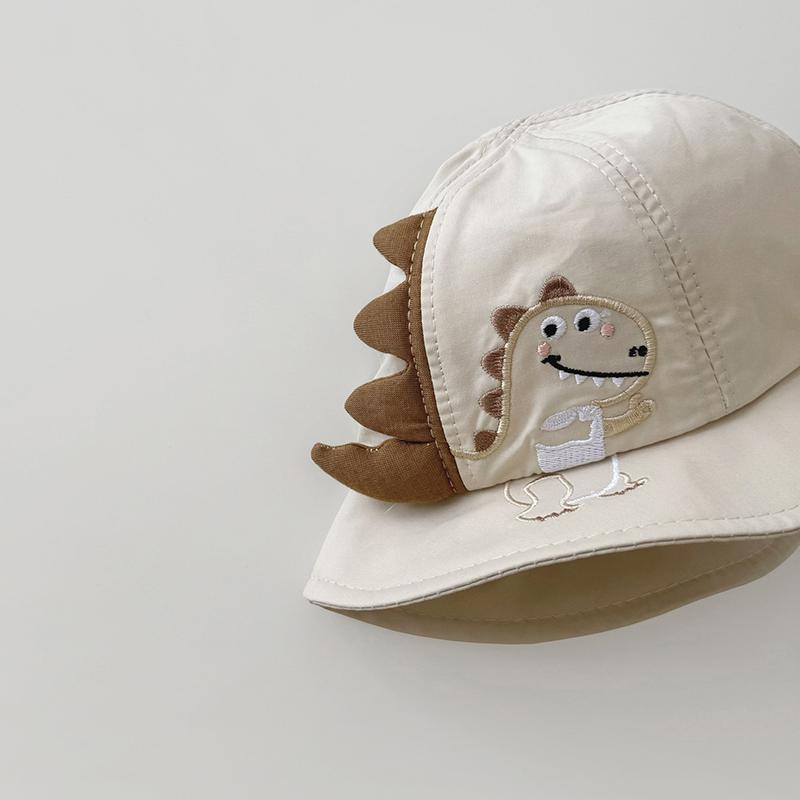 Милая детская шляпа-ведро с динозавром, летняя, из тонкого хлопка, для мальчиков и девочек, шляпы от солнца, вышитые буквы, для малышей, кепка-рыбак