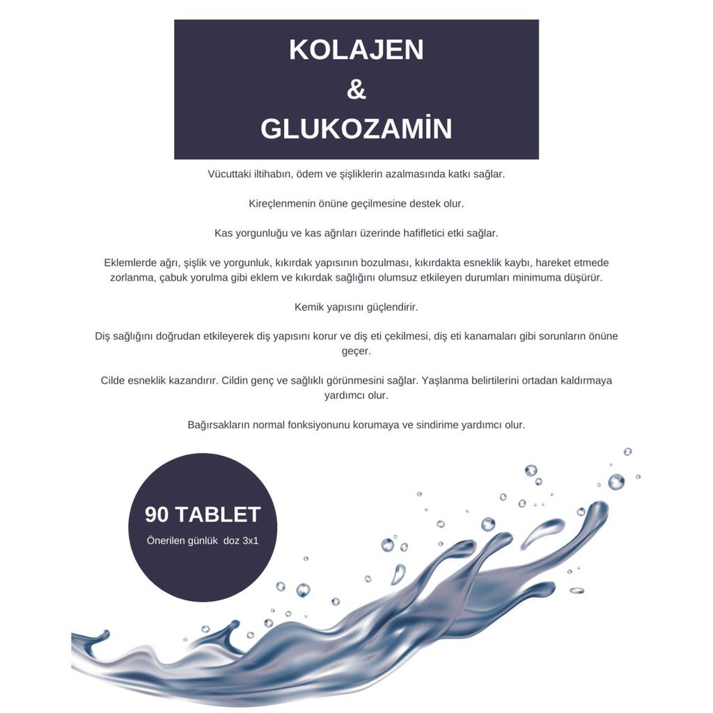 Collagen - Collagen (type 1 - Type 2) And Glucosamine Releasing Food - 90 Tablet