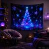 Blue Purple Ice Crystal Christmas Tree Halo Christmas Tapestry Background Hanging Cloth Living Room Room Decoration