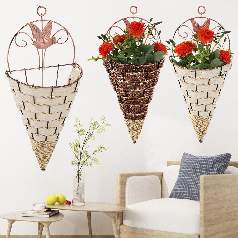& Живой суккулент Контейнер для хранения Растение Садовое украшение Подвесная корзина Ротанговая корзина для цветов
