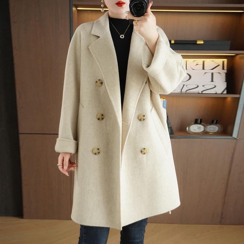 Женское пальто из 100% шерсти TIDENOVEL Осеннее шерстяное длинное пальто Ручной работы Пальто-бушлат Зимняя теплая шерстяная длинная куртка Пальто