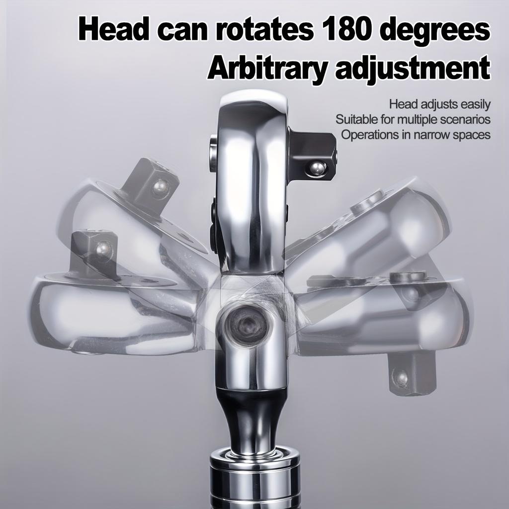 Набор трещоточных ключей с 72 зубьями, Хром-ванадиевая сталь, Автоматический двусторонний механизм, Раздвижной, Эргономичная рукоятка, с быстрым гнездом