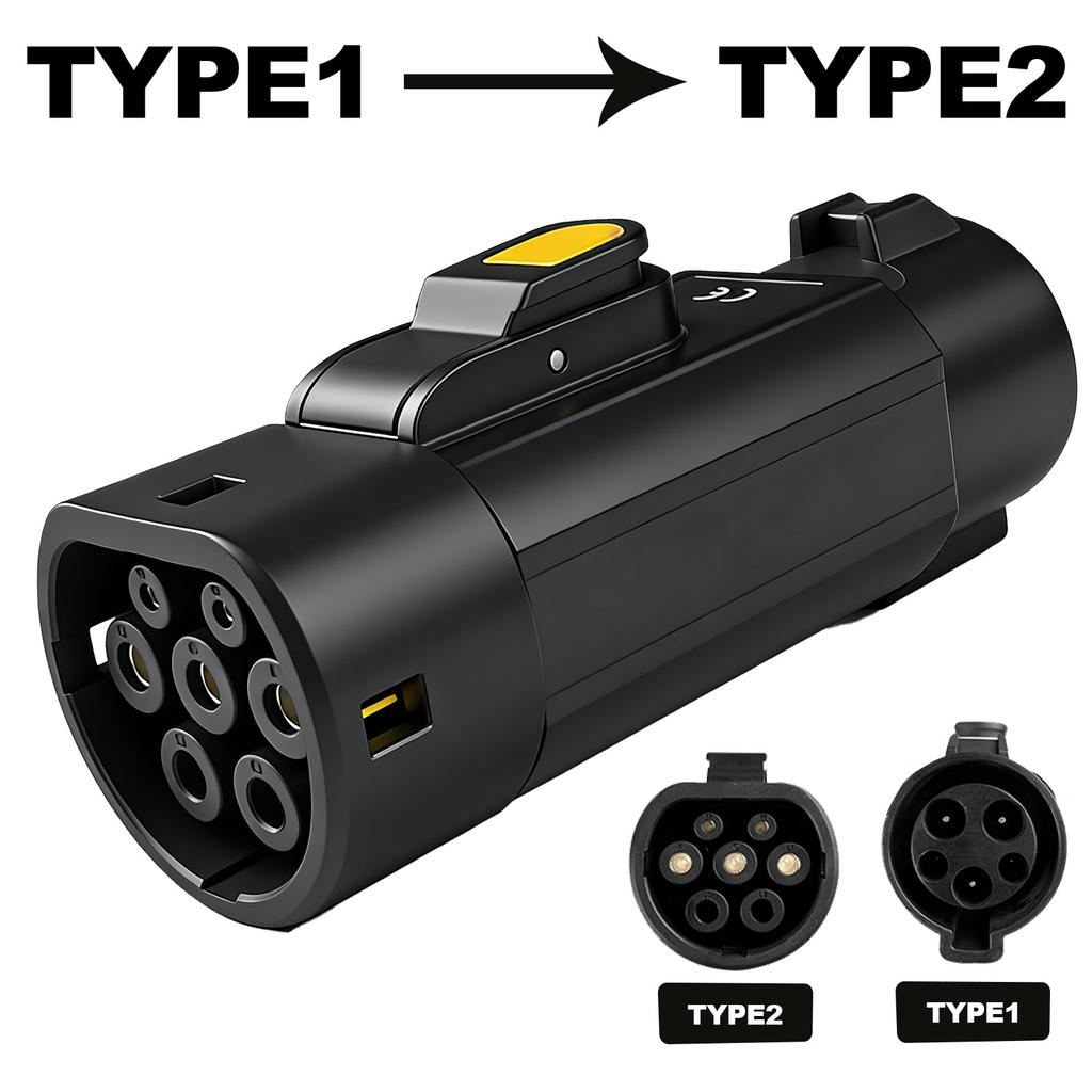 SUSUTOO Type1 to Type2 32A 1Phase 7.2kw Max EV Charger Adapter SAE J1772 to IEC62196 EV Charger Converter for EU Standard Cars