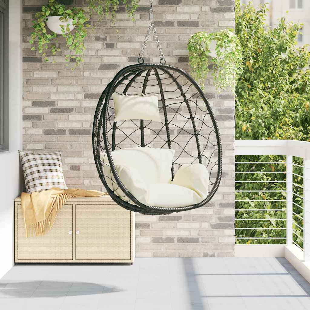 Hanging Egg Chair Cream White 91.5 x 54.5 x 107 cm Poly Rattan