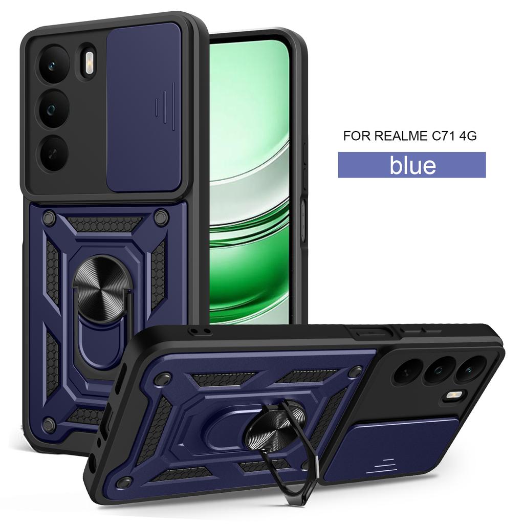 Чехол для Realme C71, чехол для Realme P3 lite, чехол для Realme C71 4G с магнитным кольцом, бронированный чехол для телефона, защитная задняя крышка с выдвижным механизмом камеры.