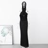Прозрачное платье с капюшоном Сексуальные узкие длинные платья с открытой спиной Женские 2023 Элегантное платье-футляр Maxi Vestido с круглым вырезом и высокой талией Slim Fit Цельное платье