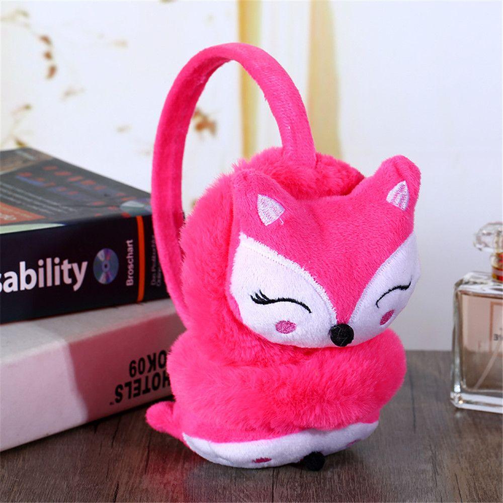 Men Women Adjustable Soft Cartoon Fox Thick Warm Earmuffs Ear Protection Ear Warmers Ear Cover