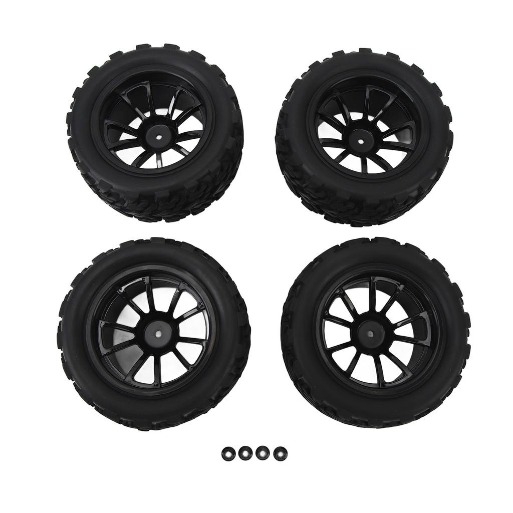4pcs RC Car Wheels Tires Universal 10 Spoke Rims Rubber with M4 Lock Nut RC Car 1/10 Wheels Tires Fo