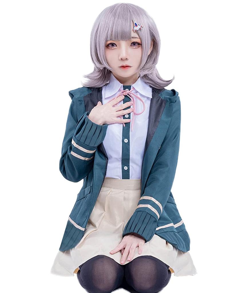 Chiaki Nanami Cosplay Costume Set from Super Danganronpa with Wig for Halloween [Milky Time] (XL)