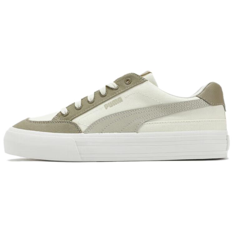 Puma Court Classic Vulc Fs Comfortable Versatile Low-Top Skate Shoes Unisex Sneakers White Gray Brown 396353-30