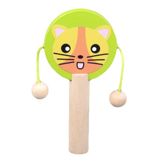 Cartoon Animal Wooden Handheld Musical Rattle Drum Shaker Education Baby Toy