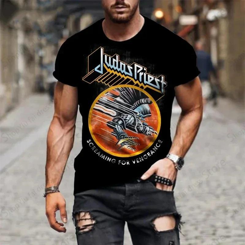 Rock Band Men's T-shirt 3d Judas Priest Print Tshirt Men Women Fashion Short Sleeve T-shirt Hip Hop Tops Tees Heavy Metal Tshirt