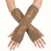 Perforated and Hollowed Out Woolen Gloves for Autumn and Winter Mid Length Fingerless Warm and Fashionable Knitted Arm Covers for Women