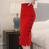 Womens Pencil Skirt Ladies High Waisted Button Split Office Skirt Multiple Size